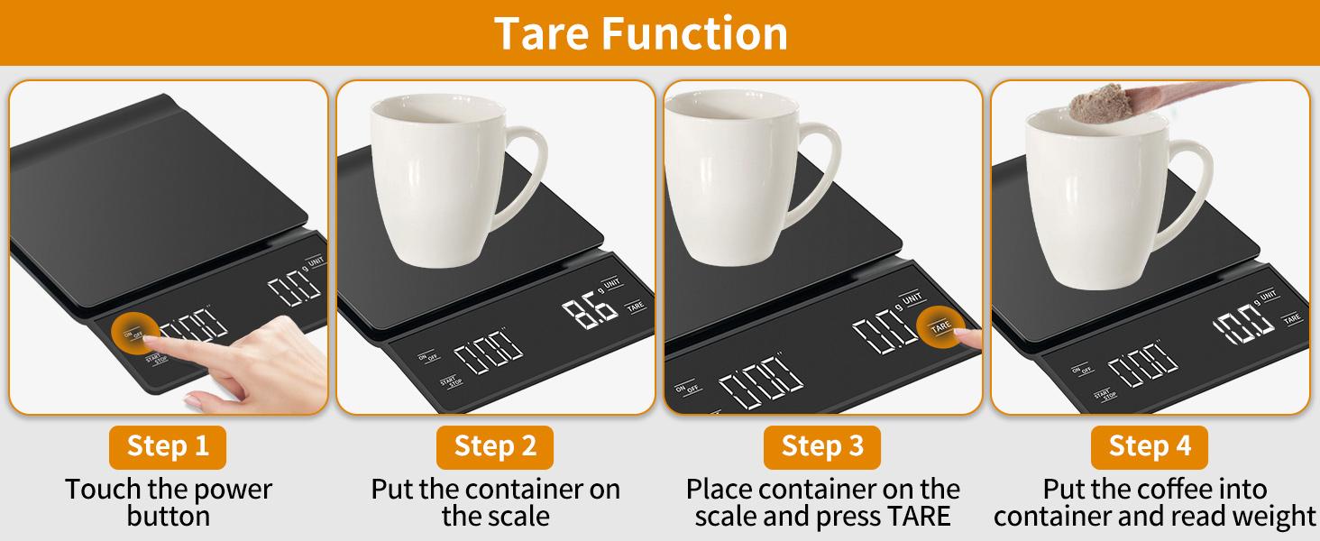 NKOVE Digital Coffee Scale with Timer 3kg/0.1g High Precision Espresso Scale Tare Function for Pour Over Maker Brew