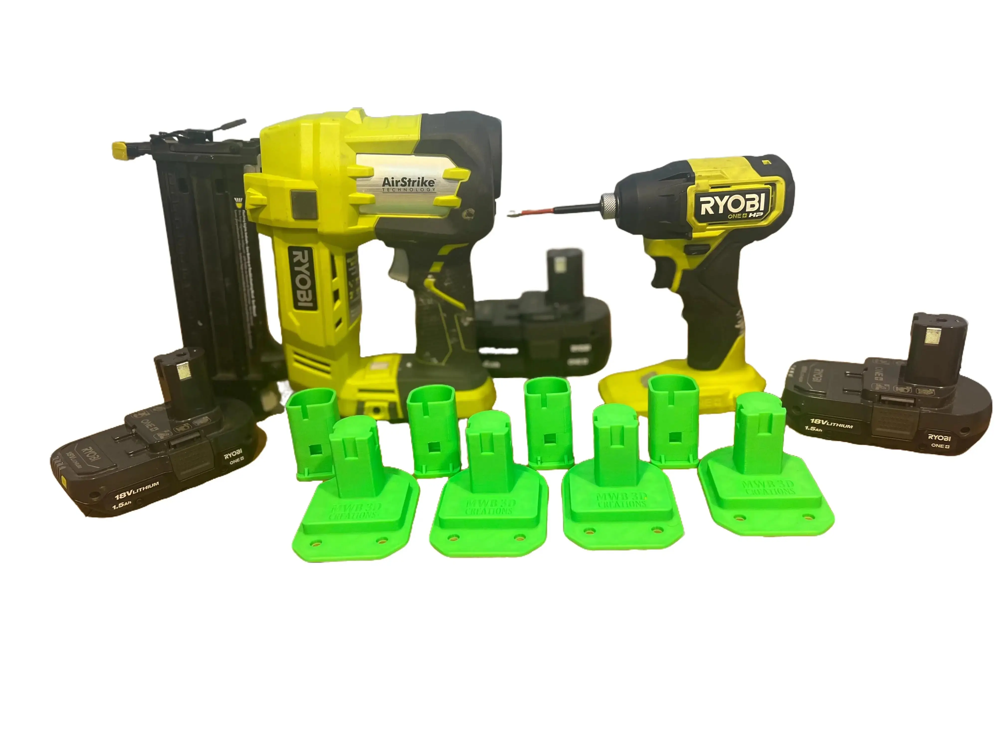 MWB 3D Creations Ryobi 18v Tool and Battery Mounts Combo Pack tool holder MWB 3D Creations Ryobi 18v Tool and Battery Mounts Combo Pack tool holder