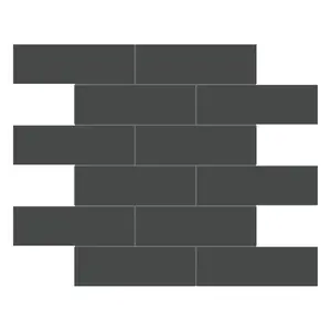2 X 6 In Brick Soho Retro Black Matte Glazed Porcelain Mosaic