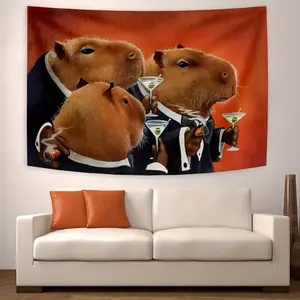 Capybara Pattern Velvet Tapestry For Home Decor Funny Animal Wall Hanging Tapestry For Living Room, Bedroom, And Dorm Room Home Decor Decoration Art Design