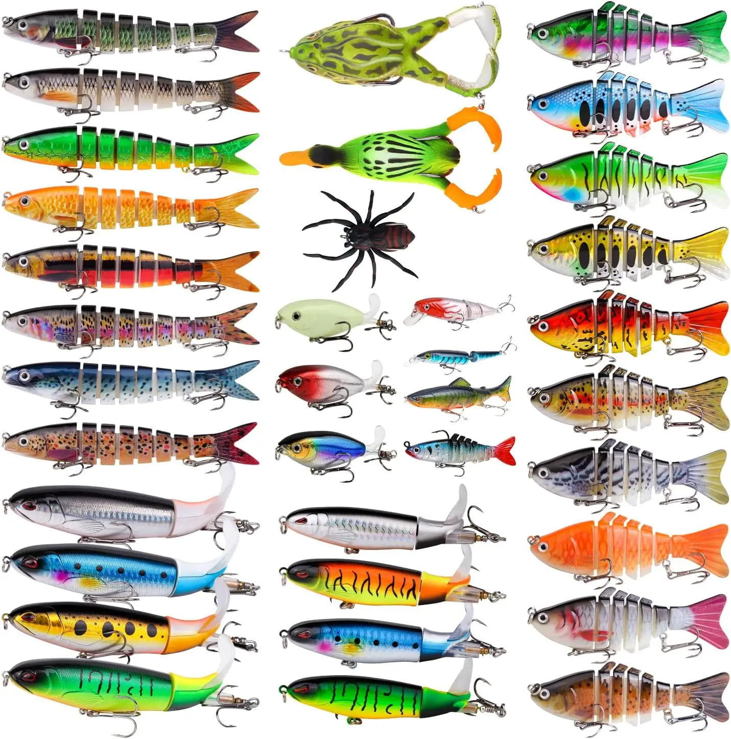 Fishing Artificial Lures Kit Mixed Including Front Diving Fin Minnow Surface Popper Crank Baits Pencil VIB with Hook and Soft Lures Accessories for Saltwater Freshwater Trout Bass Tackle  Set