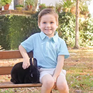 Peep Turquoise Stripe Polo - Cute Easter Shirt for Boys