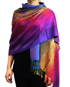 Nyfashion101 Elegant Paisley Pashmina Scarf for Women - Soft Wrap in Dark Rainbow