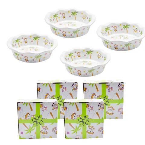 Temp-tations Seasonal Set of (4) 12oz Mini Pie Plates with Gift Boxes
