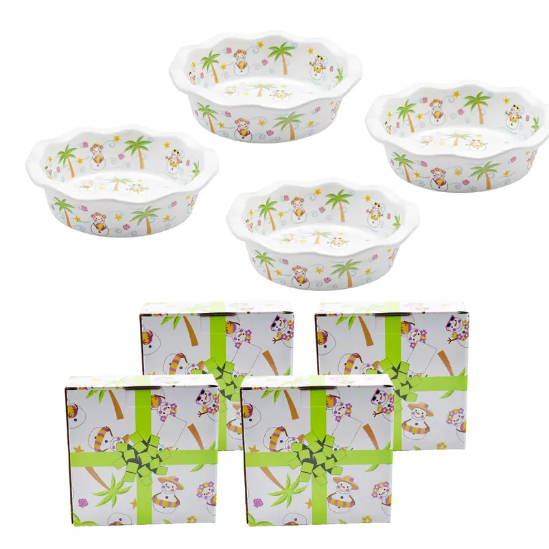 Temp-tations Seasonal Set of (4) 12oz Mini Pie Plates with Gift Boxes