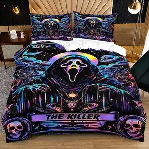 Star and Moon Skull Cover, a unique and personalized bedroom decoration gift suitable for young adults, including 1 duvet cover and 1 or 2 pillowcases without a core and pillow, Decorative Bedsheet Sets