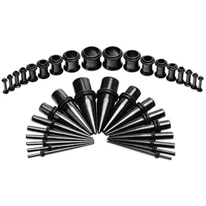 14G-00G 36pcs/Set Ear Gauges Stretching Kit Tapers Plugs Eyelets Implant Grade Steel For Men and Women