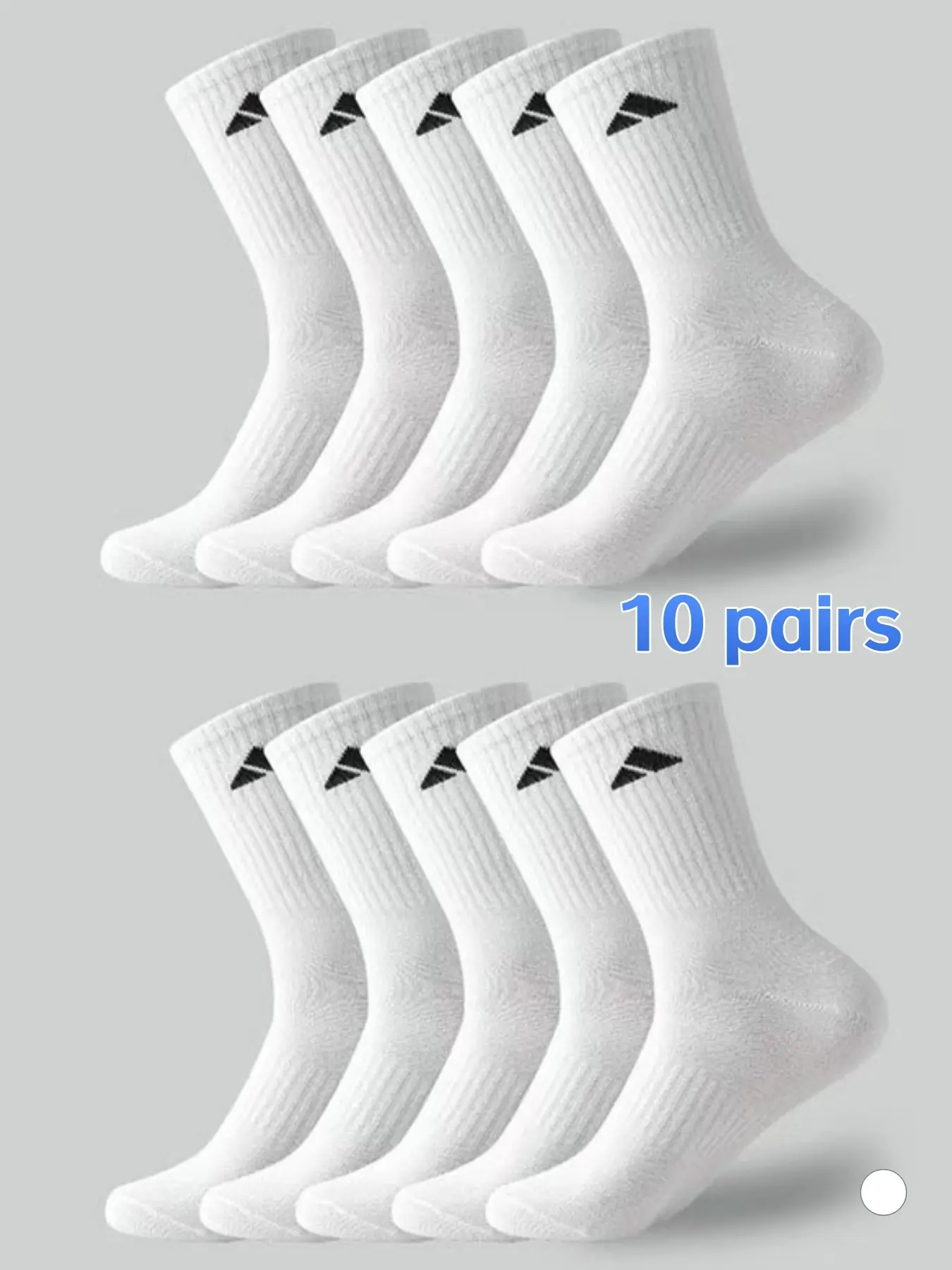 Men's Spring & Fall Breathable Sweat-Absorbing Socks, Solid Color Couple Socks, Unisex 10 Pairs Casual Sports Running Socks Mid-Calf Athletic Socks