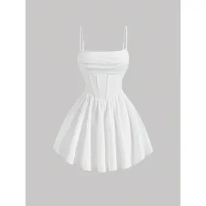 White tight corset structure summer dress, women's summer dress, white graduation dress