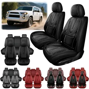 Fits For Toyota 4Runner 2003-2021 2022 2023 2024 Car 5 Seat Covers Full Set, Premium Napa Leather Full Surround Design with Storage Bag, Front & Rear Seat Split Rear Benches Cushion Non-Slip Protector Pad Mat, Auto Vehicle Interior Decoration Accessories