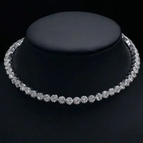 Minimalist Rhinestone-Decorated Necklace, Decorative Necklace, Fashionable Elegant Bridal Jewelry, Shiny Single-Row Rhinestone Choker Necklace for Women, Shining Necklace, Modern Versatile Accessory, Dainty Choker Necklaces, Chain Necklace Choker