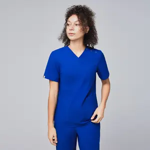 Zenir | Women's Shoulder Button Scrub Top - Royal Blue