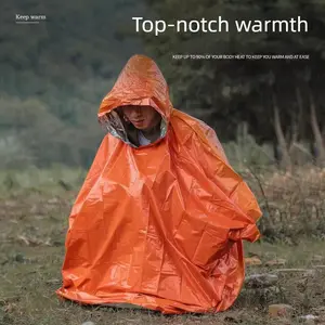 Wild rainstorm emergency first aid raincoat portable aluminum film survival emergency multi-functional anti-tear raincoat