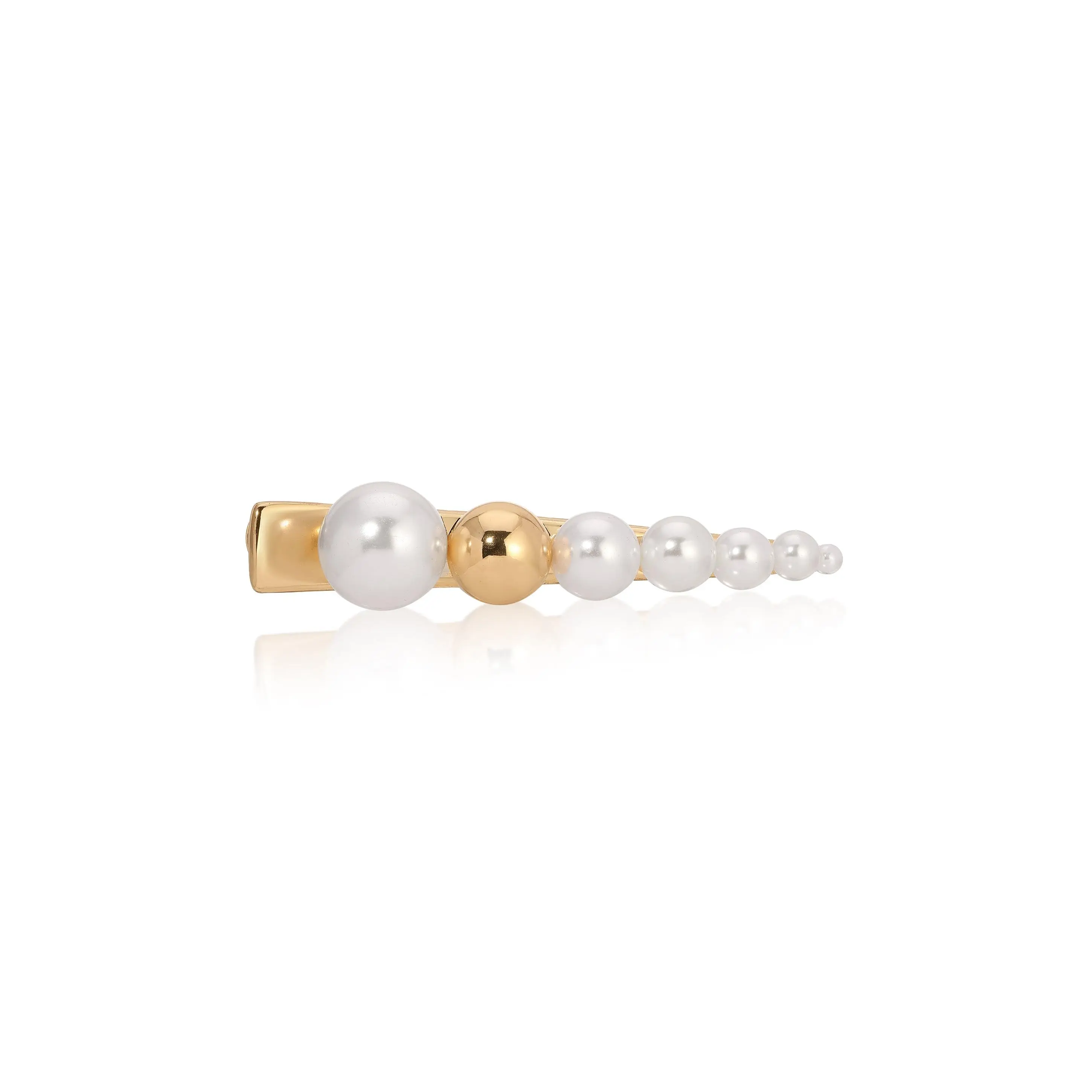 Pearl Bubble Clip – Gold Tone Bubble Clip with Acrylic Pearls | Elegant Hair Accessory for Women