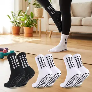 6 Pairs of Non-Slip Grip Sports Socks for Soccer Football Basketball Yoga - Colorful Athletic Crew Socks with Arch Support for Men and Women, Perfect for Hospital Workouts Running Gym Training and Outdoor Activities