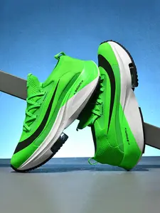 Dxsole Women's Sporty Flyknit Mesh Cushioned Running Shoes, Running Athletic Shoes, Ultra-Lightweight Anti-Slip Wear-Resistant Sole, Breathable Textile Upper, All Seasons