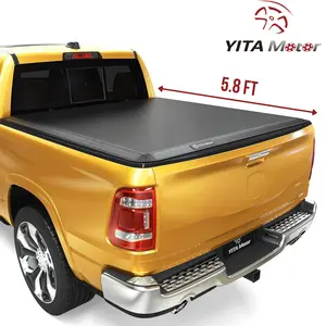 [Fits 2014-2018 Chevrolet Silverado & GMC Sierra 1500  Crew Cab] 5.8 Ft Bed, Soft Roll Up Truck Bed Tonneau Cover