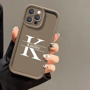 Phone case: Personalized Customized Big Letter Initials Name Phone Case Design Compatible with iPhone 16 15 14 13 12 11 Pro Max Plus Stylish Solid Color Soft TPU Luxury INS Cases 16 15 14 13 12 11 Pro Max