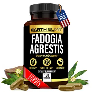 Earth Elixir  Fadogia Agrestis Dietary Supplement 180 Capsules for Energy, Well-Being, and Strength Natural Vitamin