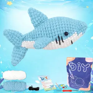 1PC Shark Crochet Set, Cute Animal DIY Knitting Set, Perfect for Beginners with Step-by-Step Video Tutorial, Complete Knitting Tools for Family Crafting Fun(Accessories In Random), Crochet Items