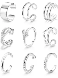 9 Pcs Adjustable Toe Rings for Women Open Cuff Toe Rings Silver 14K Gold Plated Summer Beach Toe Rings Set CZ Tail Pinky Band Rings Beach Foot Jewelry Set