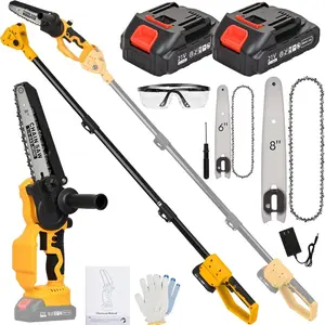 2-in-1 Electric Pole  for Tree Trimming, 6?& 8?Cordless Mini  with Extension Pole,   Hand Held  with Brushless  & 2 x 21V  for Garden