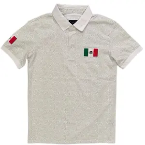 Men's Mexico Shirt with Distinctive Flag Embroidery and Geometric Pattern Casual Menswear Shortsleeve