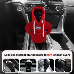 Universal Car Gear Shift Cover, Heart Jesus Letter Print, Interior Decoration, Small Sweatshirt Style, Automotive Accessories, Vehicle