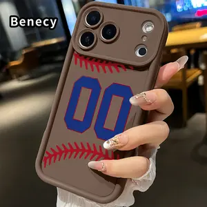 Baseball Number Dream Pattern TPU Phone Case for iPhone 17 Pro Max 16 15 14 Plus 13 12 Mini 11 XR X XS Air E Shockproof Drop Protection Rugged Durable Silicone Cover Cellphone Protective Casing