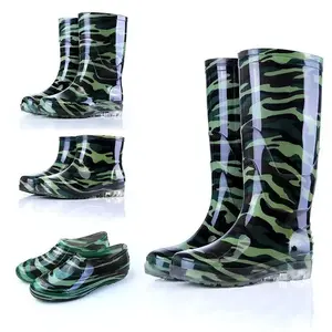 Camo Rubber Boots Men Anti Slip High Water Shoes Kitchen Waterproof Rubber Shoes Work Rain Boots for Fishing