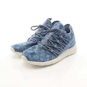 Pre-owned Louis Vuitton Denim Small Leather Goods Fastlane Line Monogram Sneakers 0605260621