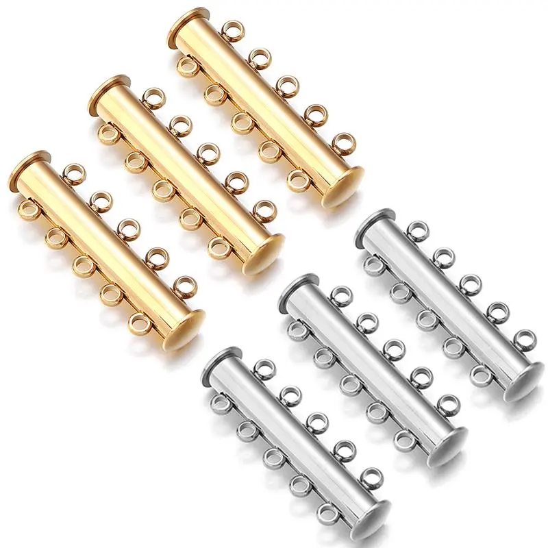 2/3/4/5 Rows Stainless Steel Magnetic Clasps for Jewelry Makng Slide Clasps Bracelet Closure Necklace Jewelry Clasp