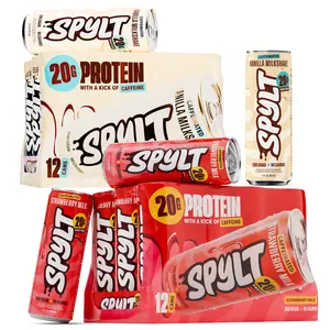 Spylt High Protein Strawberry + Vanilla Milk Bundle | 60mg Caffeine, 20g Protein, 90 Calories | Ready to Drink, Sugar Free, Lactose Free Milk | Perfect for Workout Recovery & Afternoon Pick Me Up