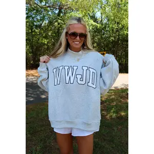 WWJD Embroidered Mock Neck Sweatshirt