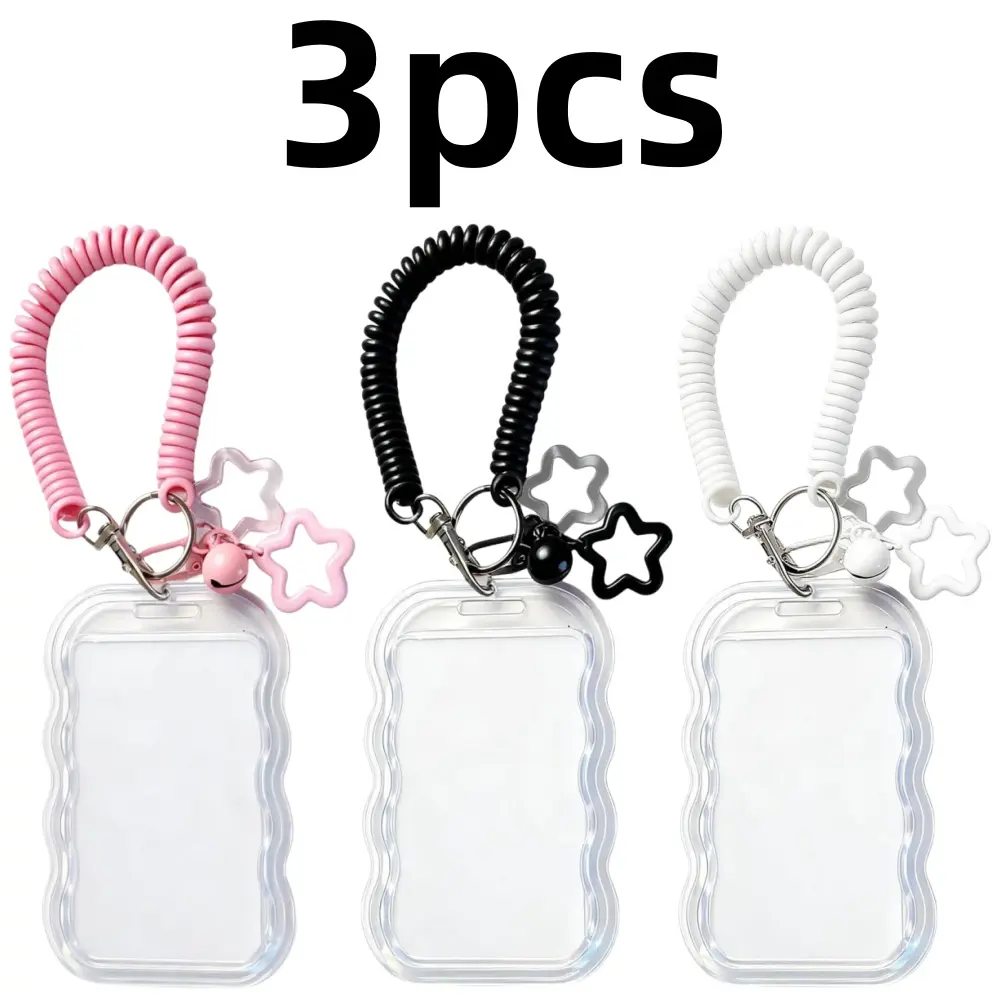 3 pack Cute Photocard Holder Keychain Transparent Pc Holder Creative Photocards Holder Portable Photo Card Holder