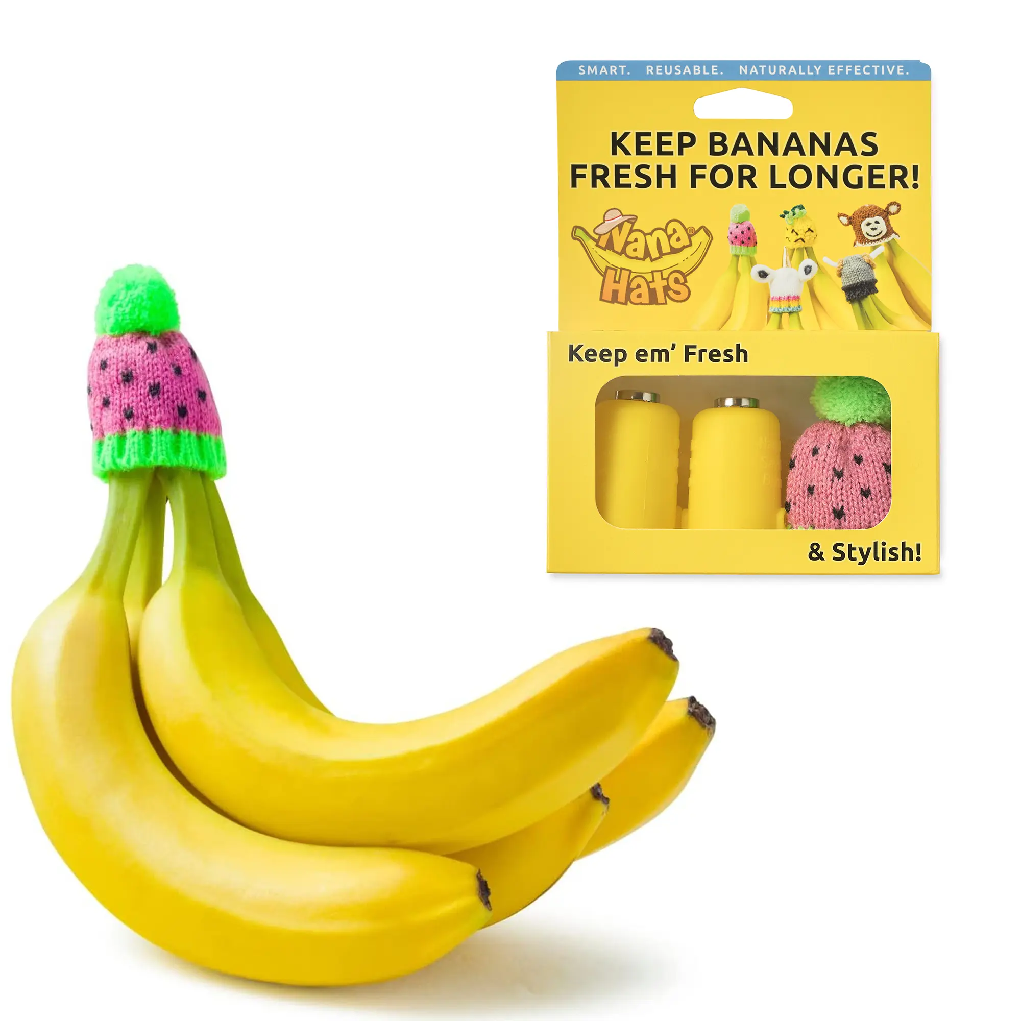 NANA HATS Banana Freshness Preserver, Keep Bananas Fresh Longer, Ideal for Organic Bananas, Innovative Banana Holder for Home Use, Extend Freshness of Your Fruit, AS SEEN ON SHARK TANK, Watermelon