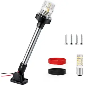 Waterproof IP67 12 Inches LED Anchor Boat Stern Light, White Fold Down Marine Navigation Light for Pontoon, Jon Boat and Bass Boats (12-24V)