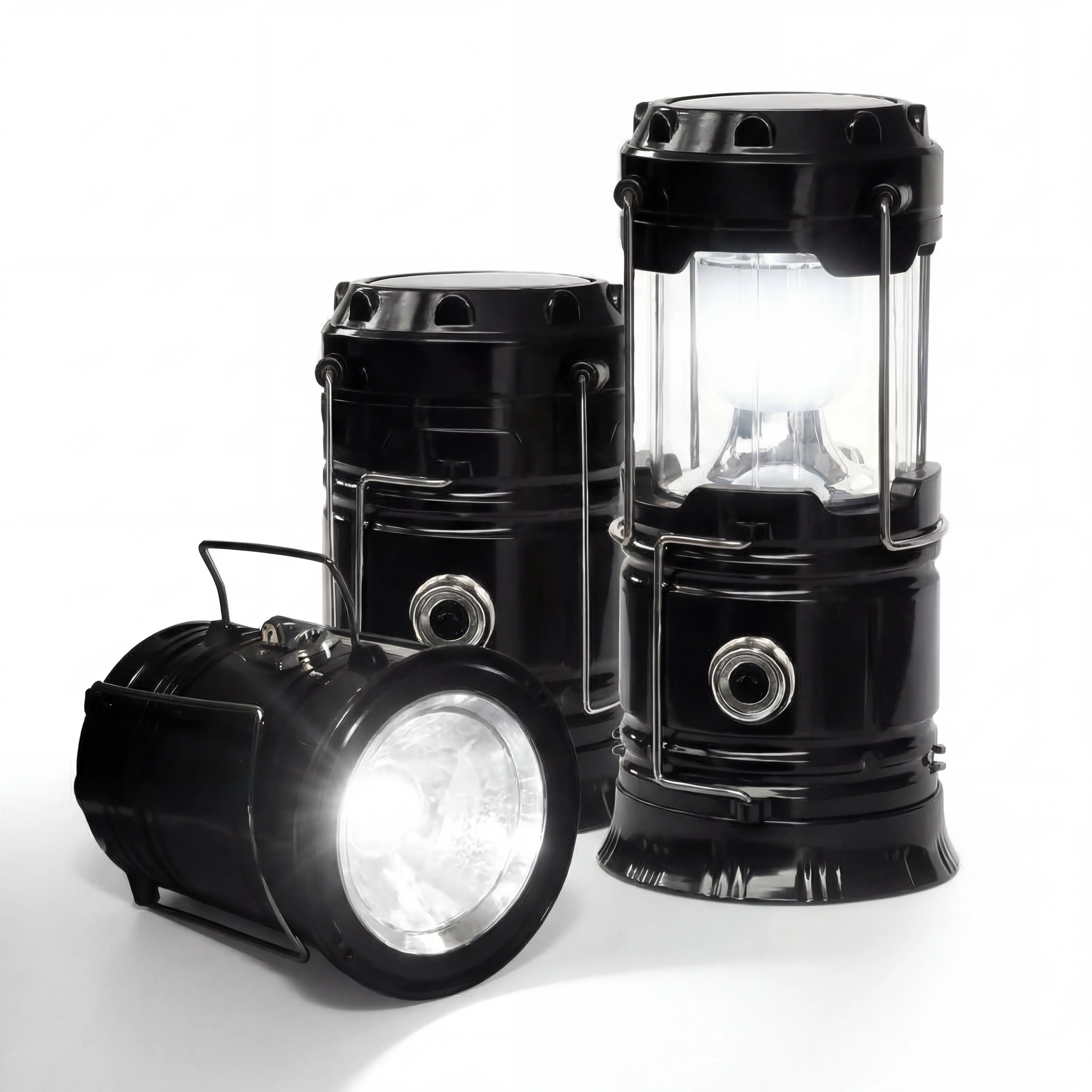 YFELIZY Collapsible Compact LED Lantern with Folding Handle - Lightweight, Water-Resistant, Solar-Powered, USB-Rechargeable, 360° Lighting - 1600mAh ABS Camping Gear for Outdoor Use, Home Emergency, Glamping Accessories (Batteries Included)