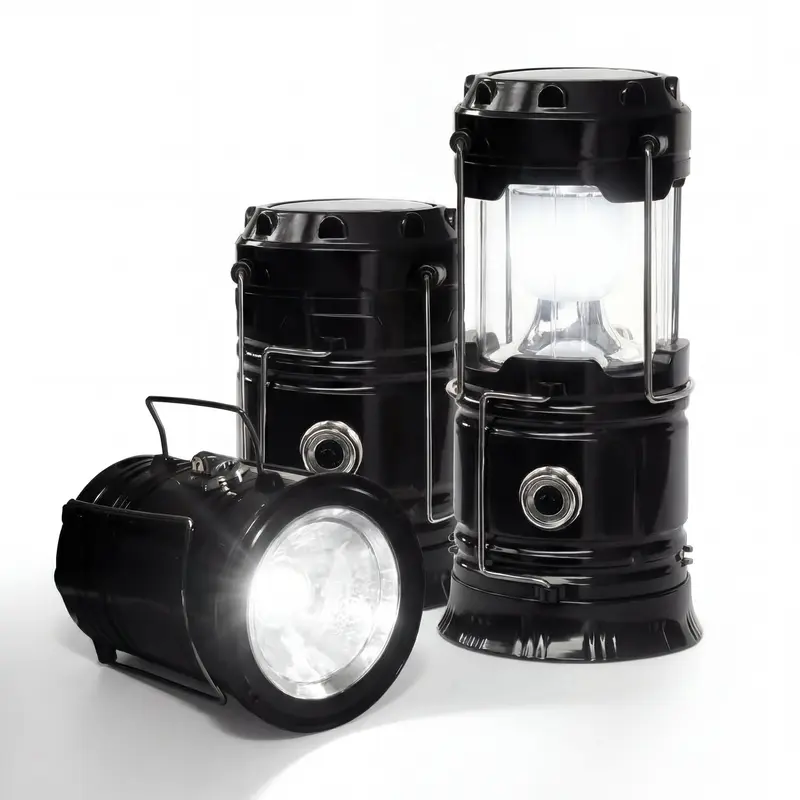 YFELIZY Collapsible Compact LED Lanterns - Foldable Handle, Solar Powered, USB-Rechargeable, 1600mAh ABS, Lightweight, Water-Resistant, 360° Lighting, Home Power Outage Emergency Gadgets (Batteries Included), Outdoor Gadgets for Hunting