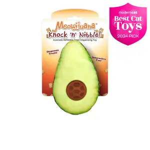 Knock 'n' Nibble Avocado Refillable Treat Dispensing Cat Toy - Interactive Plush Cat Toy