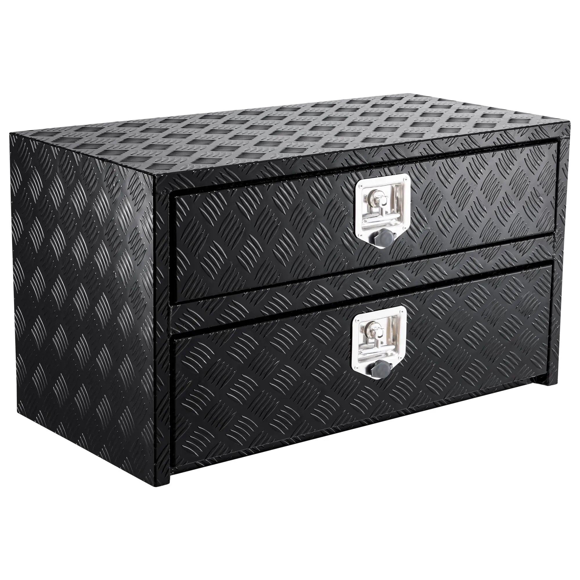Heavy-Duty 24-Inch Aluminum Truck Tool Box with Drawer, Lock and Keys, Two-Tier Organizer Design (24" x 18" x 20"), Waterproof Underbody Tool Box for Pickup Truck, Truck Bed, RV, Trailer