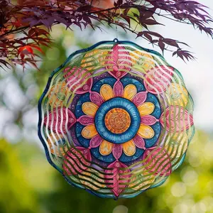 Mandala Pattern Wind Spinner, Exquisite Metal Mandala Wind Spinner, Outdoor Garden Decor, Easy To Hang, Perfect Indoor/Outdoor Gift