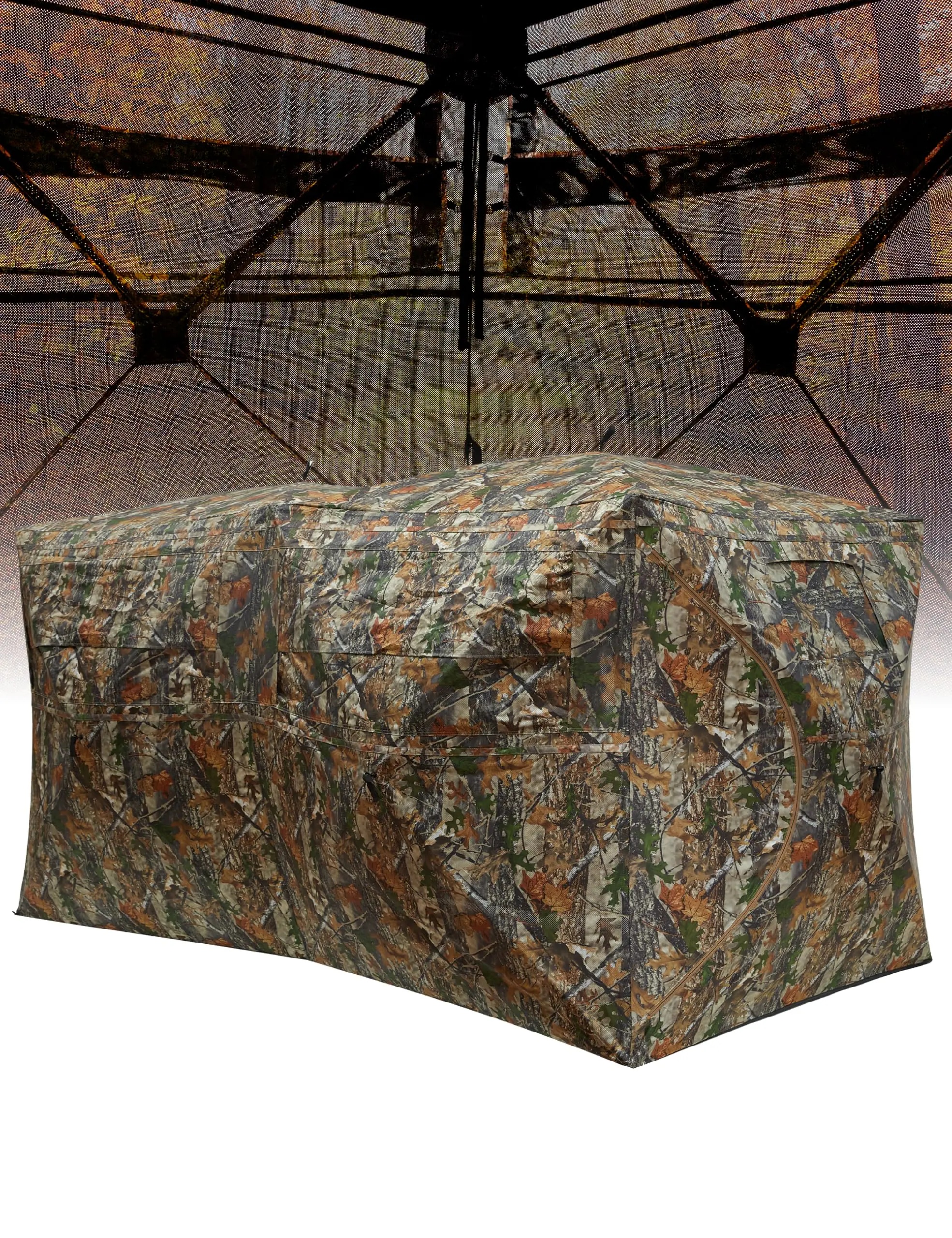 【GARVEE】Hunting Blind 270 Degree See Through - Pop Up Ground Blind for 4-6 Person, Waterproof Camouflage Tent With Windows and Silent Magnetic Door, Lightweight for Deer & Turkey Hunting