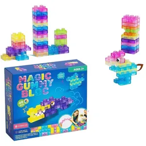 Kids Toy Set for Boys and Girls Soft Silicone Jelly Building Blocks Play Gifts for Children Creative Construction Toys Ride Car Themed Educational STEM Learning Toy Set