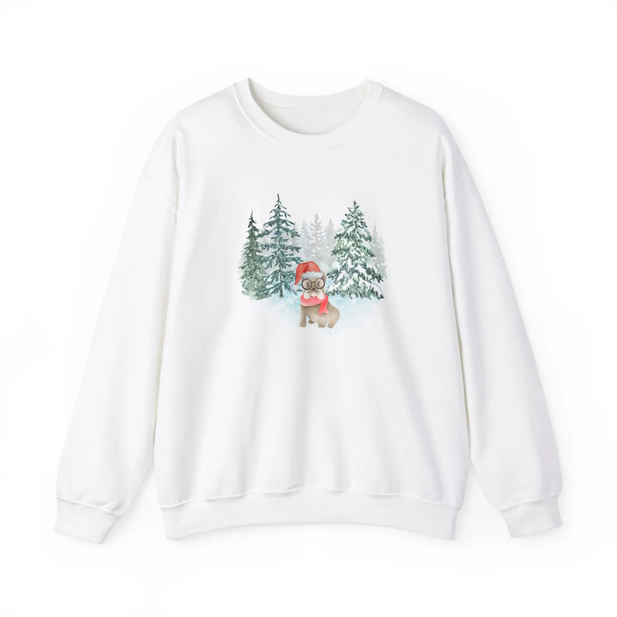 Christmas Winter Frenchie Sweatshirt, Holiday Dog Lover Jumper, Festive Pet Owner Gift, Cozy Animal Apparel, Xmas Present Pullover