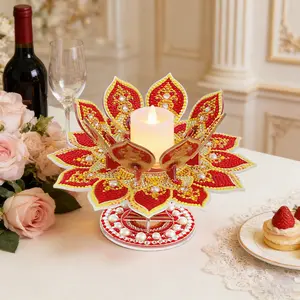 DIY Diamond Painting Candle Holder, Candle Stand, Lotus Style Base, 8 Petals, Rotating Bottom, Home Wedding Festival Decor, Gift for Craft Lovers