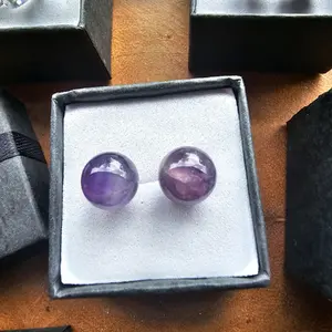 Stud Crystal Earrings with Natural Stone Accents