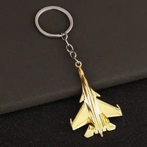 Gold Jet Airplane Keychain - Gold Finish, Keyring Attachment, Includes Jet Design, Ideal for Personal Use