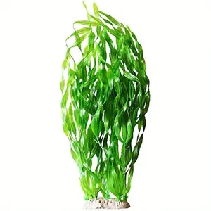 20" Tall Artificial Aquarium Plants with Long Leaves - Realistic Fake Plastic Aquatic Grass, Safe for Fish Tank Decor, Weighted Base for Stability