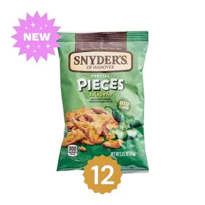 Snyder's of Hanover Jalapeño Pretzel Pieces, 2.25 oz, Pack of 12 - Bold Flavor, Crunchy Snack Crispy Bite Savory